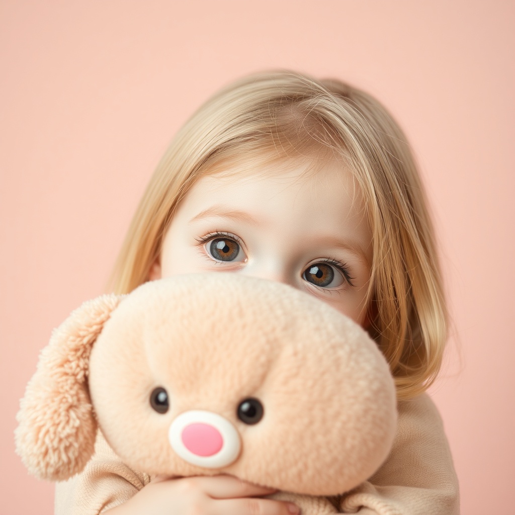 Example: Half-hidden behind a plushie
